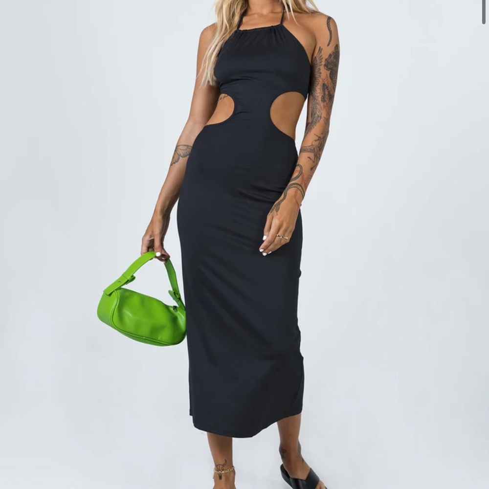 Princess Polly Black Sunset Halter Midi Dress